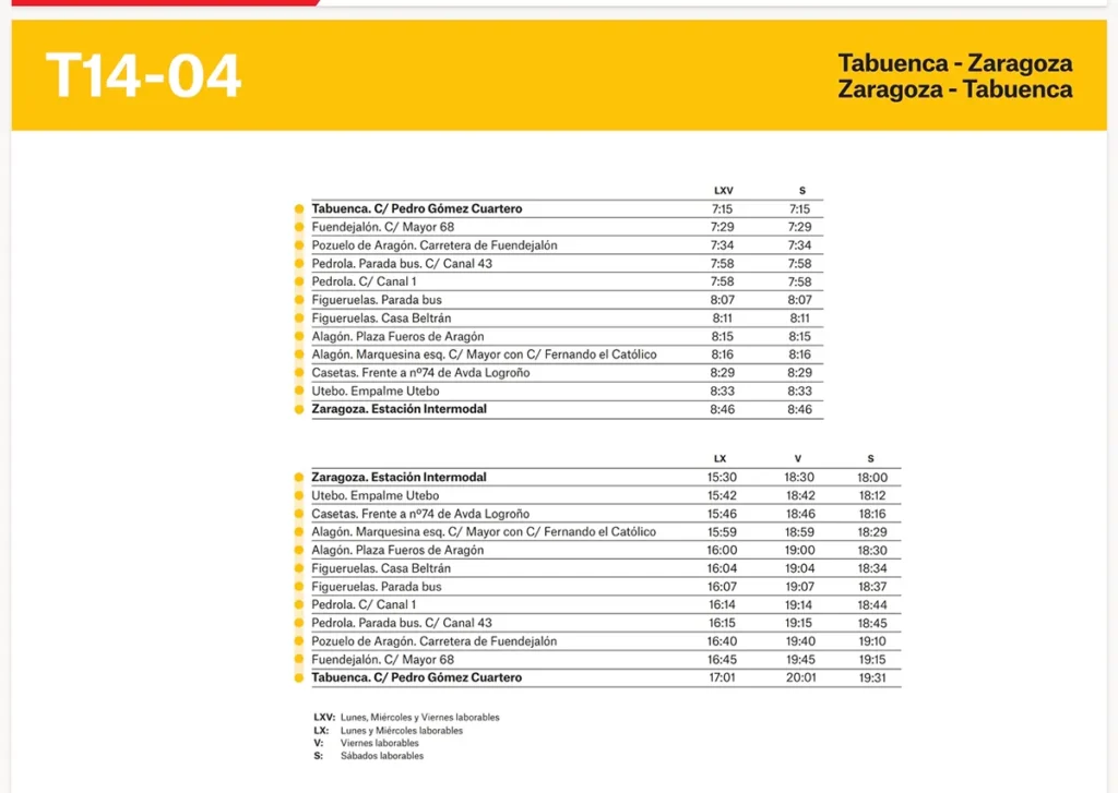 Horarios de autobuses